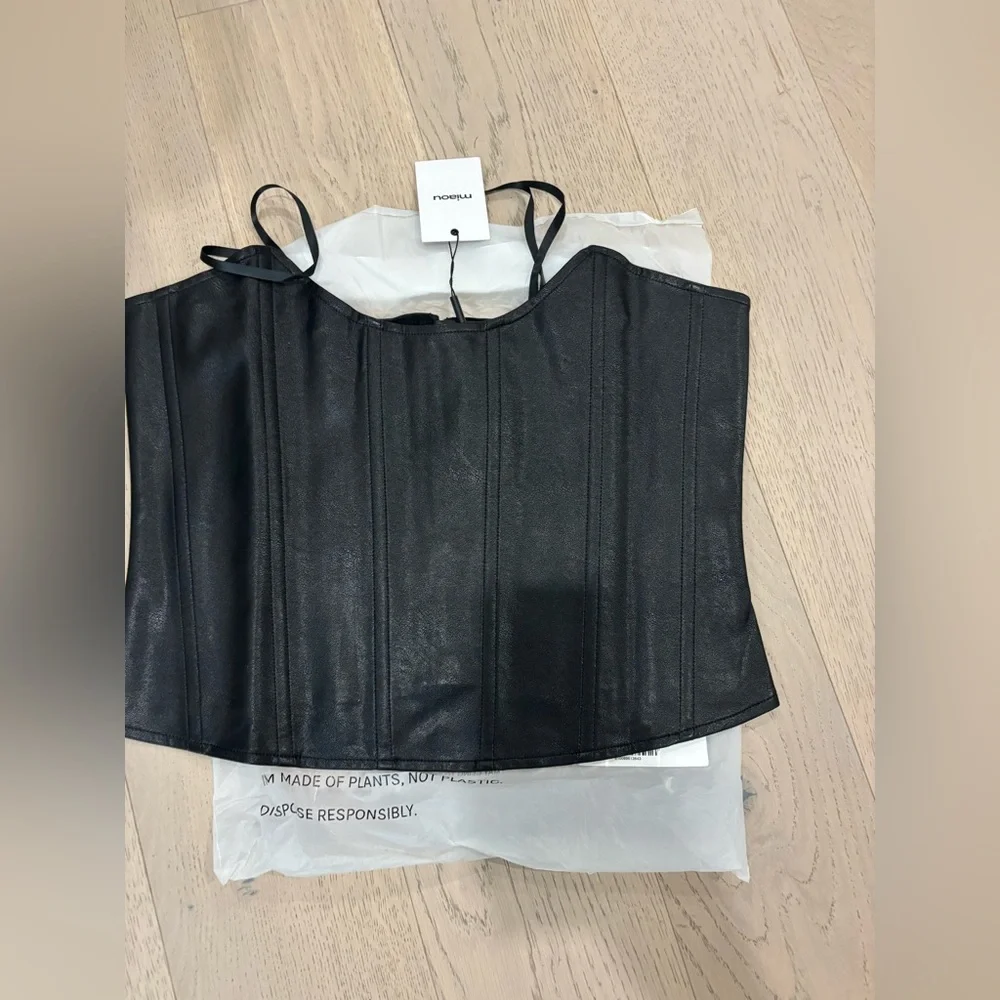NWT- Miaou Black Faux Leather Corset- XL - Picture 4 of 5